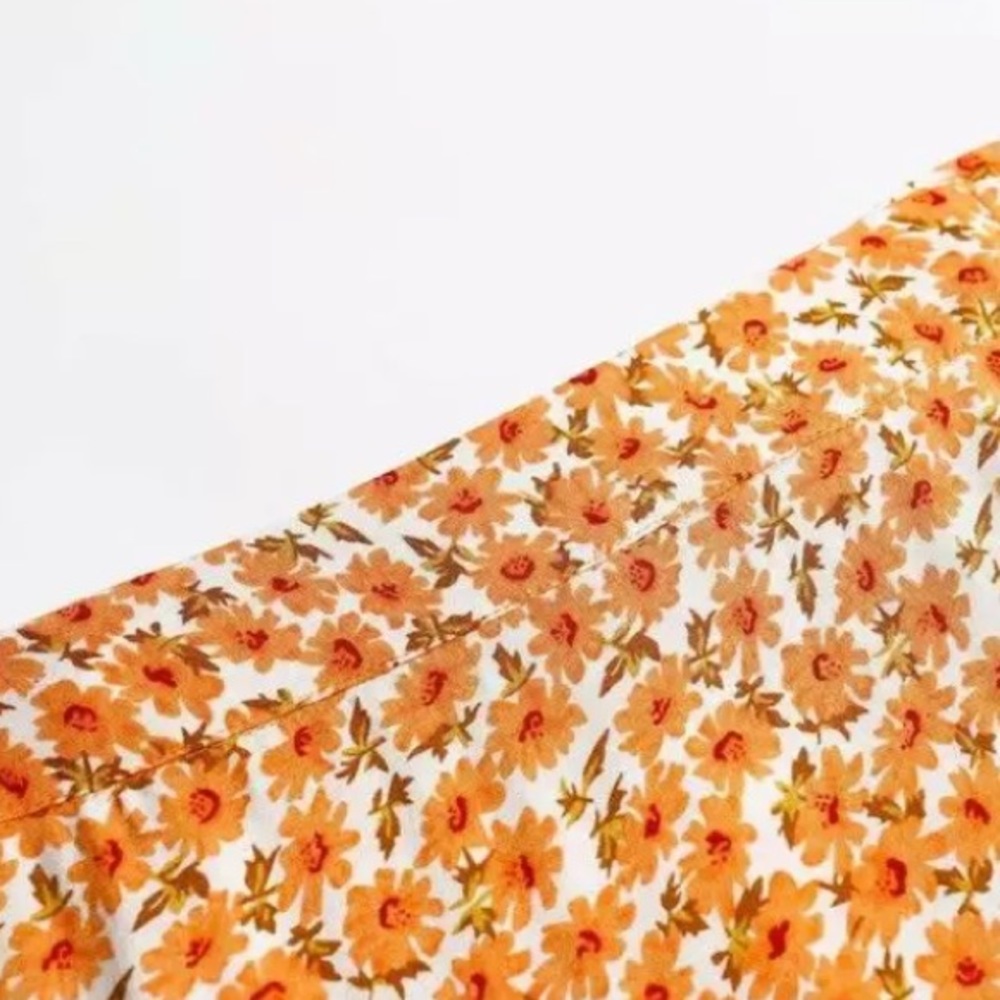 Orange Boho Floral Maxi Ruffle Wrap Skirt - Picture 5 of 6